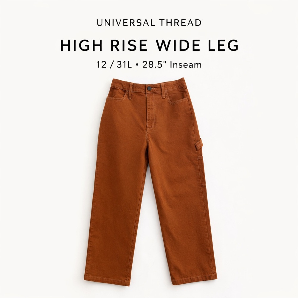 Universal Thread Rust Utility Wide Leg Pants 12/3… - image 1